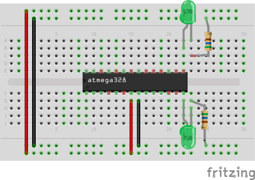 Arduino (Atmega328p) on a Breadboard 